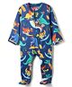 Babyhug Cotton Knit Full Sleeves Footed Sleepsuit With Dino Print - Navy Blue