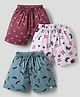 Teddy Sinker Knit Knee Length Shorts With Sports Print Pack Of 3 - Maroon White & Green
