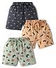 Teddy Sinker Knit Knee Length Shorts With Sports Theme Print Pack Of 3 - Charcoal Grey Light Green & Peach