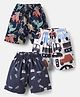 Teddy Sinker Knit Knee Length Shorts With Dino & Vehicles Print Pack Of 3 - Multicolour