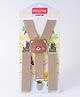 Babyhug Suspender with Bear Applique Free Size - Light Khaki