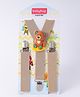 Babyhug Suspender with Bear Applique Free Size - Light Khaki