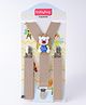 Babyhug Suspender with Bear Applique Free Size - Light Khaki