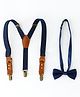 Pine Kids Free Size Bow & Suspender Set - Navy Blue