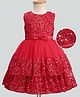 Mark & Mia Cotton Woven Sleeveless Flared Party Dress With Sequins & Bow Applique - Red