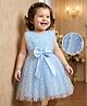Mark & Mia Woven Sleeveless Party Dress With Polka Dot Print & Bow Applique - Light Blue