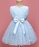 Mark & Mia Woven Sleeveless Party Dress With Polka Dot Print & Bow Applique - Light Blue
