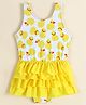 Babyhug Sleeveless Frock Swimsuit With Bird Print -White