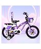 Vesco Super Girl 16 Inch Kids Bicycle for Girls - With Basket, Backrest & Training Wheels, Ideal Kids Bike - Purple