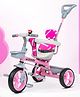 Tondu Kids Tricycle with Parental Control, Safety Belt & Guardrail, EVA Wheels & Storage - Toddler Trike - Pink