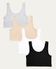 Charm n Cherish Cotton Blend Solid Sports Bra - Beige Grey White & Black