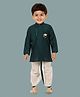 little desi Cotton Silk Woven Full Sleeves Solid Coordinating Dhoti Kurta Set - Green