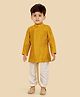 little desi Cotton Silk Woven Full Sleeves Solid Coordinating Dhoti Kurta Set - Gold