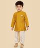 little desi Cotton Silk Woven Full Sleeves Solid Coordinating Dhoti Kurta Set - Gold