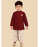 little desi Cotton Silk Woven Full Sleeves Solid Coordinating Dhoti Kurta Set - Maroon