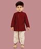 little desi Cotton Silk Woven Full Sleeves Solid Coordinating Dhoti Kurta Set - Maroon