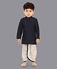 little desi Cotton Silk Woven Full Sleeves Solid Coordinating Dhoti Kurta Set - Navy Blue