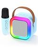 Kidsmate Mini Karaoke Machine with Wireless Mic for Kids | Portable Bluetooth, USB Connectivity Speaker with LED Lights & Music | Fun Singing Toy for Girls & Boys 4-12 Years | Set of 1 -Blue