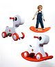 Kidsmate 3-in-1 Baby Push Ride-On, Rocking Horse & Balance Board | Safe, Non-Toxic & Durable Toy for Toddlers | Silent Wheels & Back Support | Indoor & Outdoor Fun Perfect for Kids 1-4 Yrs - White