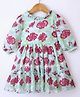 Rassha Cotton Full Puffed Sleeves Floral Printed Dress - Pista