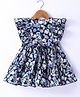 Rassha Cotton Sleeveless Frill Detailed Floral Printed Dress - Navy Blue