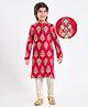 EARTHY TOUCH Single Jersey Knit Full Sleeves Printed Kurta Pajama Set - Red & White
