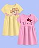 Nap Chief Pure Cotton Hello Kitty Featuring Pack Of 2 Half Sleeves Characters Printed Dress - Yellow & Pink
