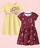 Nap Chief Cotton Paw Patrol Featuring Pack Of 2 Half Sleeves Skye & Hearts Printed Dresses - Red & Yellow