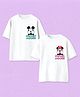 Nap Chief Pure Cotton Pack Of 2 Mickey & Friends Featuring Half Sleeves Characters Printed Oversized Tees - White