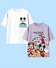 Nap Chief Pure Cotton Mickey & Friends Featuring Pack Of 2 Half Sleeves Characters Printed Oversized Tees - Lavender & White