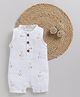 Cot & Candy Muslin Sleeveless Baby Giraffe Printed Romper - White