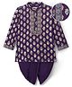 EARTHY TOUCH Single Jersey Knit Full Sleeves Kurta Dhoti Set With Foil Floral Print - Purple