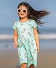 Nap Chief Pure Cotton Half Sleeves Unicorns Printed Dress - Light Blue