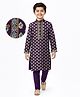 EARTHY TOUCH Single Jersey Knit Full Sleeves Kurta Pajama Set With Floral Foil Print - Purple
