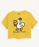 Guugly Wuugly Super Soft Combed Compact Cotton Knit Half Sleeves Doodle Doo Text & Rooster Printed Skin Friendly Crop Tee - Yellow