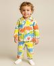 Babyoye Single Jersey With Anti Bacterial Finish Full Sleeves Co-ord Night Suit With Dino Print - White & Yellow
