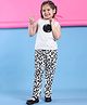 BaawRi Cotton Sleeveless Abstract Printed Top & Pant Set - Black Grey & White