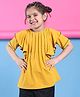 BaawRi Cotton Lycra Knit Half Sleeves Frill Detailed Solid Top - Mustard
