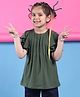 BaawRi Cotton Lycra Knit Half Sleeves Frill Detailed Solid Top - Olive