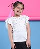 BaawRi Cotton Knit Frill Sleeves Embellished Top - White