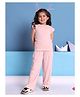 BaawRi Cotton Knit Half Sleeves Floral Applique Detailed Top With Pant Set - Salmon Pink