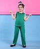 BaawRi Viscose Knit Sleeveless Floral Applique Detailed Top With Pant Set - Green