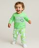 Babyoye 100% Cotton With Anti Bacterial Finish Full Sleeves Night Suit with Teddy Bear Print & Patch Detailing - Green