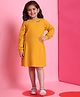 BaawRi Cotton Lycra Knit Full Sleeves Stud Embellished Dress - Yellow