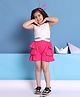 BaawRi Viscose Knit Sleeveless Stars Embellished Crop Top & Frill Detailed Shorts Set - Pink & White