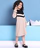 BaawRi Cotton Jersey Knit Cold Shoulder Full Sleeves Colour Blocked Dress - Beige & Black