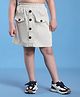 BaawRi Cotton Woven Polka Dots Printed Skirt - Cream