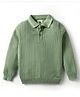 Yellow Apple Knit Full Sleeves Winter T-Shirt With Collar & Stripe Design - Light Green