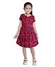 Funshine Rayon Half Sleeves Floral Swirls Printed Dress With Belt - Wine