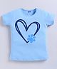 Kidcity Cotton Sinker Half Sleeves Heart & Paw Printed Top - Sky Blue